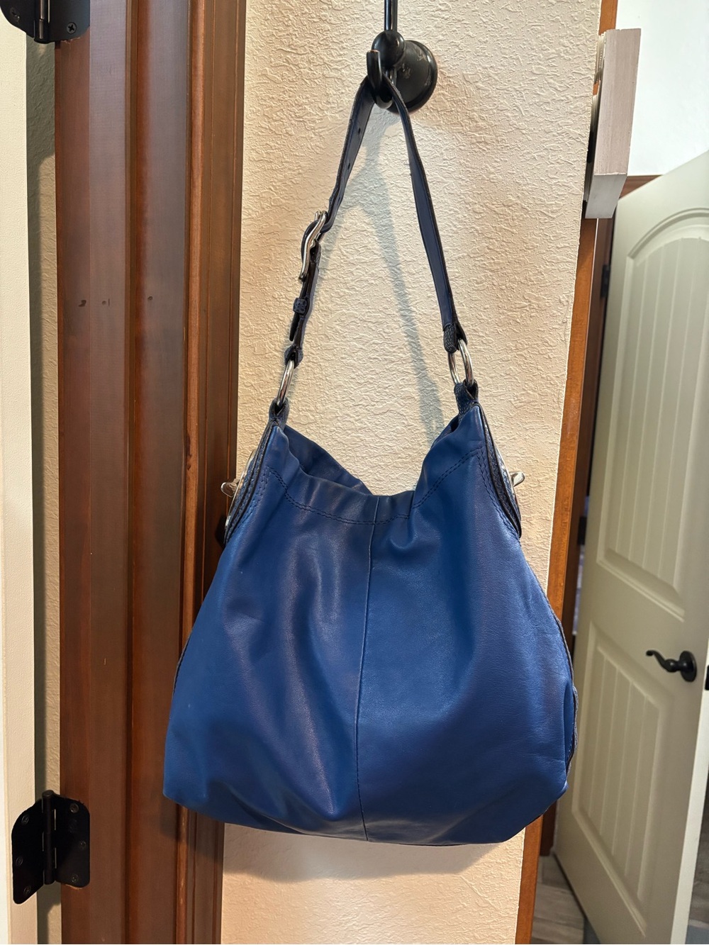 Coach Blue Leather Shoulder Hobo Bag